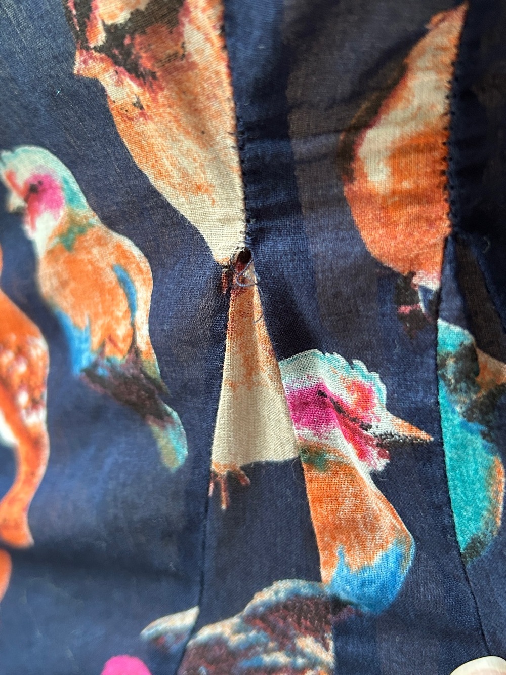 Meadow Rue Navy Bird-Print Flutter Sleeve V-Neck Blouse - Picture 5 of 8